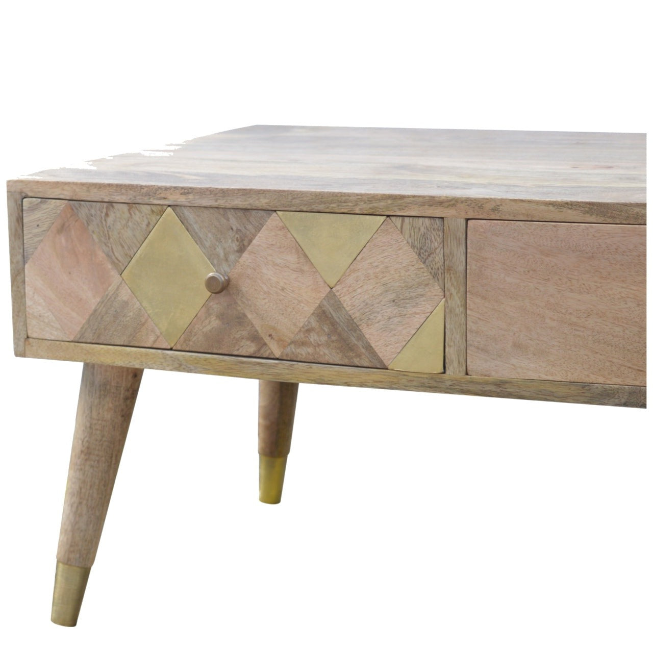 Colette Coffee Table, Oak & Brass Inlay - Broxle