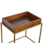 Camryn Butler Table, Chestnut & Gold Base - Broxle