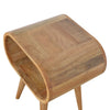 Olga Bedside Table, Oval Open Oak - Broxle