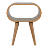 Olga Bedside Table, Oval Open Oak - Broxle