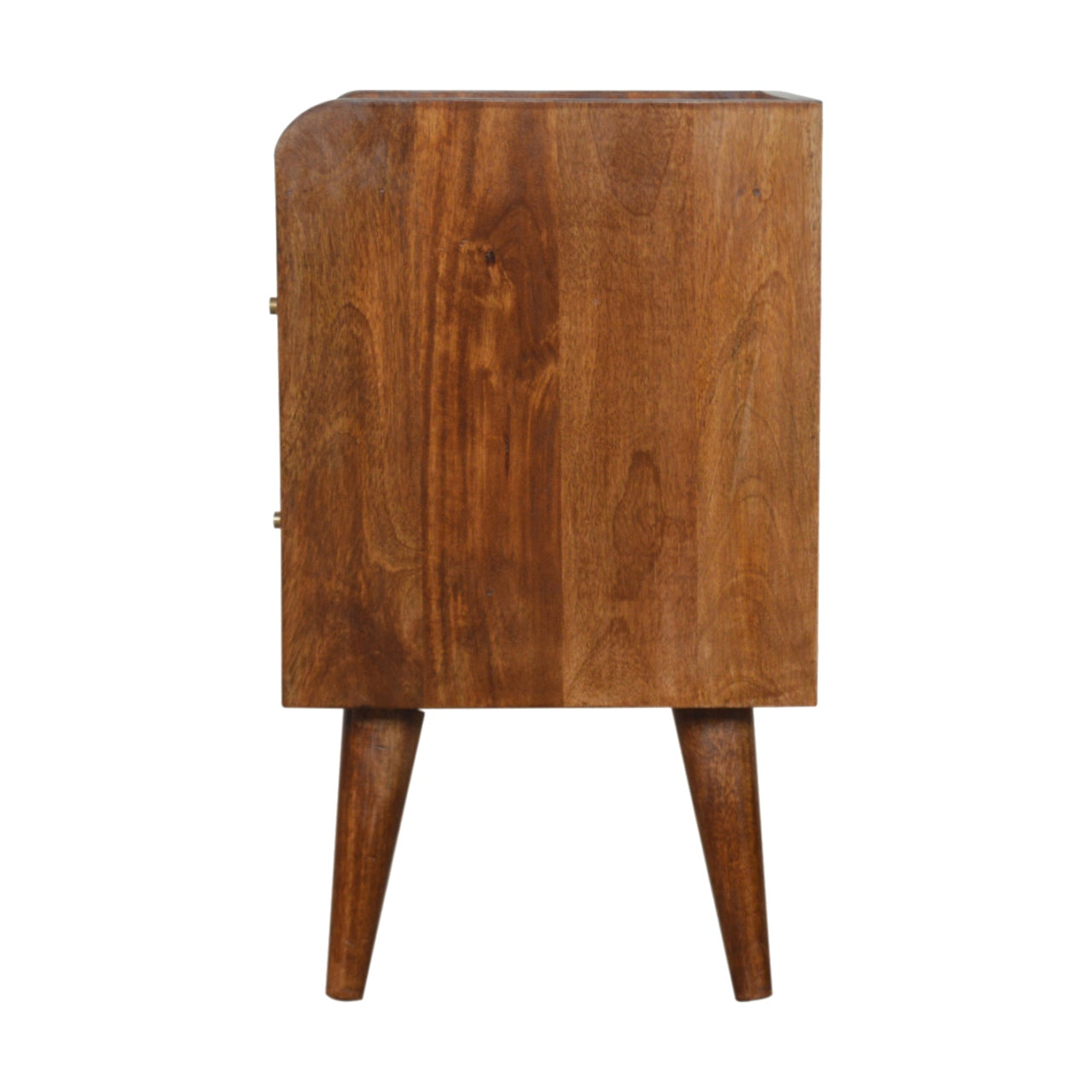 Adeline Bedside Table, Chestnut Abstract & Gold Inlay - Broxle